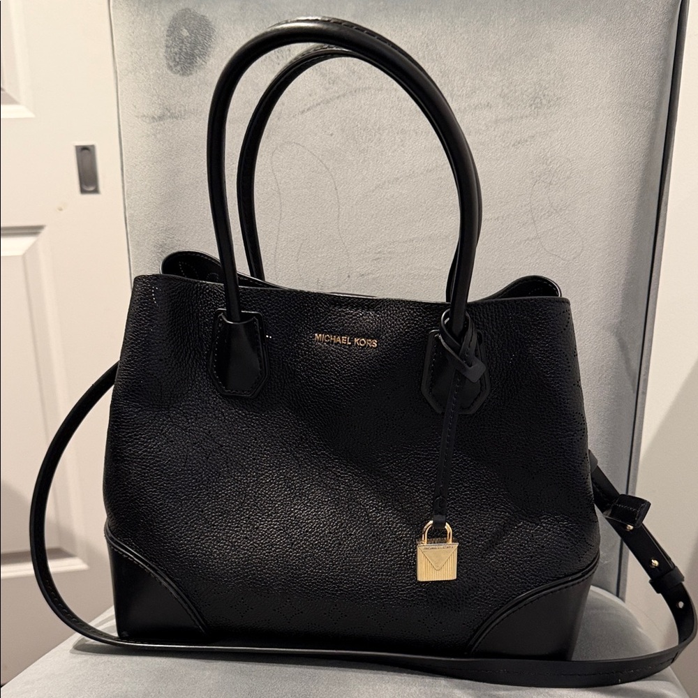 Michael Kors Mercer Gallery Black Leather Tote Bag